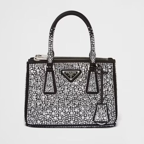 RARE PRADA Galleria satin mini-bag with crystals - Picture 1 of 9
